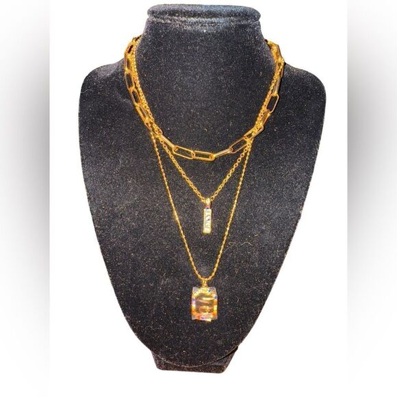 Guess Gold-Tone Rainbow Pride Layered Necklace - Gold Rainbow Set of Necklaces - Picture 2 of 5